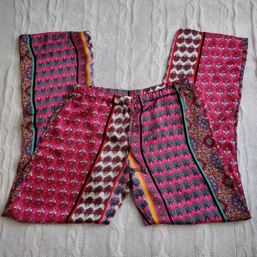 Josie Silky Bohemian Styled Pattern Drawstring Pants Sz. S